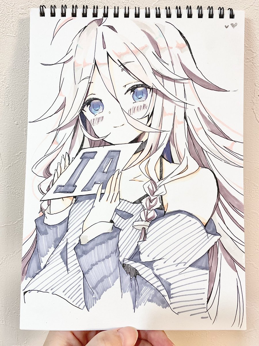 ia (vocaloid) 1girl solo long hair blue eyes smile shirt traditional media  illustration images