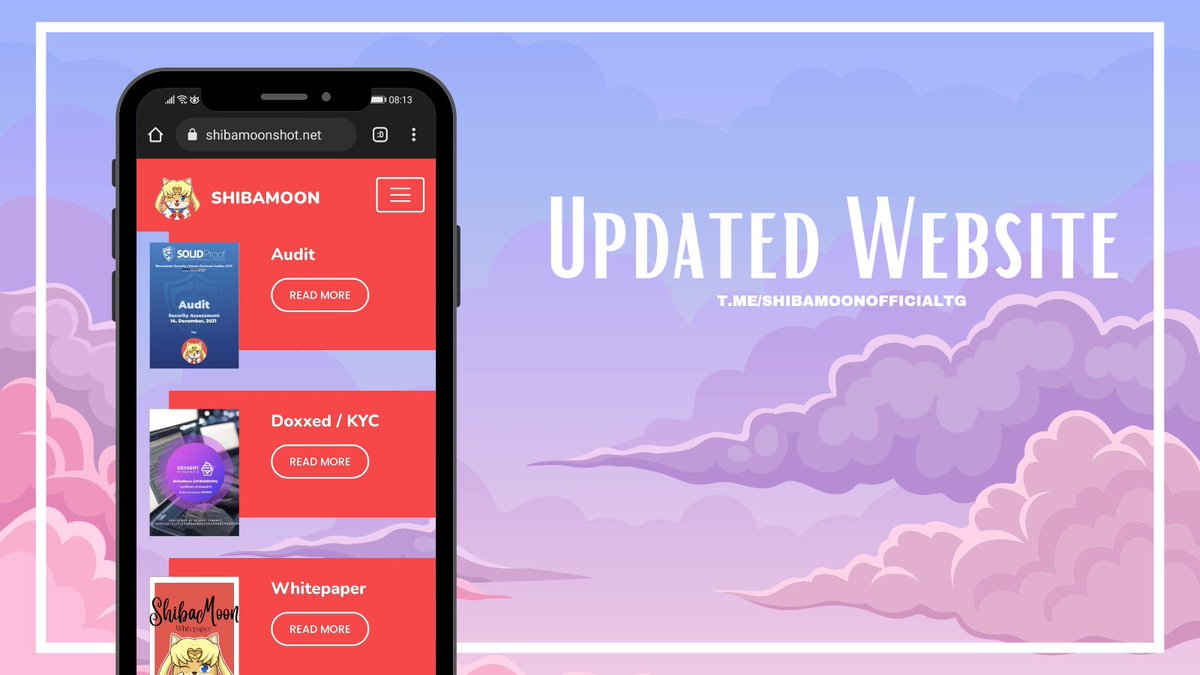 ✨Presale today at 18 UTC on Pinksale ✨
Join: t.me/ShibaMoonOffic…

Website is updated!
Doxxed Kyc, passed Audit and Whitepaper are online now.
Check it out!
Shibamoonshot.net 
🌙🌙🌙
#shibamoon #kyc #presale #pinksale #memetoken #nextgem #BSCGem