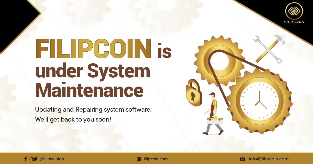 filipcoinfcp's tweet photo. FILIPCOIN is under System Maintenance today, December 15, 2021.
All transactions including setting up an account, account verification, buying, and withdrawal are unavailable at this time. We apologize for the inconvenience this may cause our FCP holders.
#FILIPCOIN https://t.co/V1sCuZTD4f