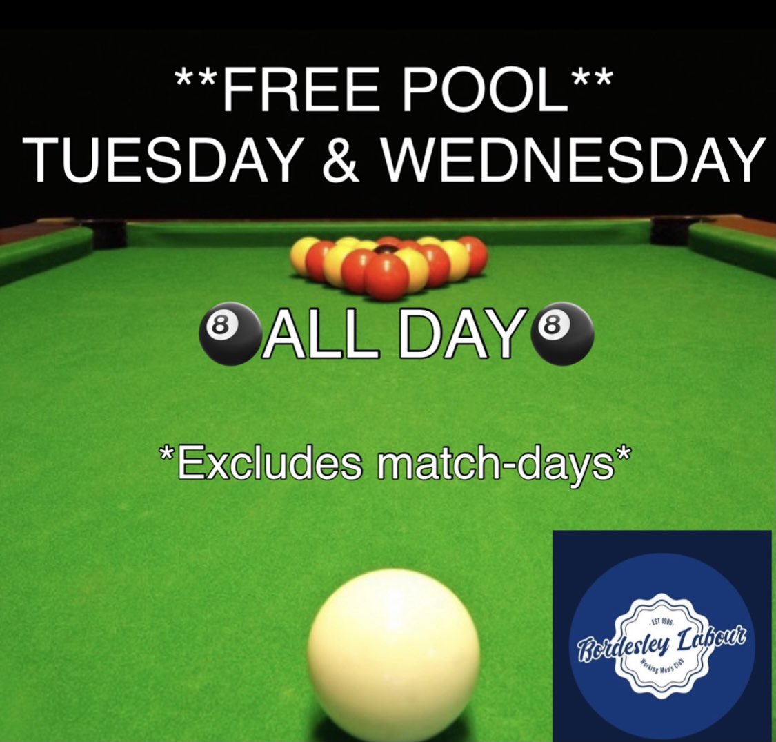 🎱ALL DAY🎱
***Free pool table***