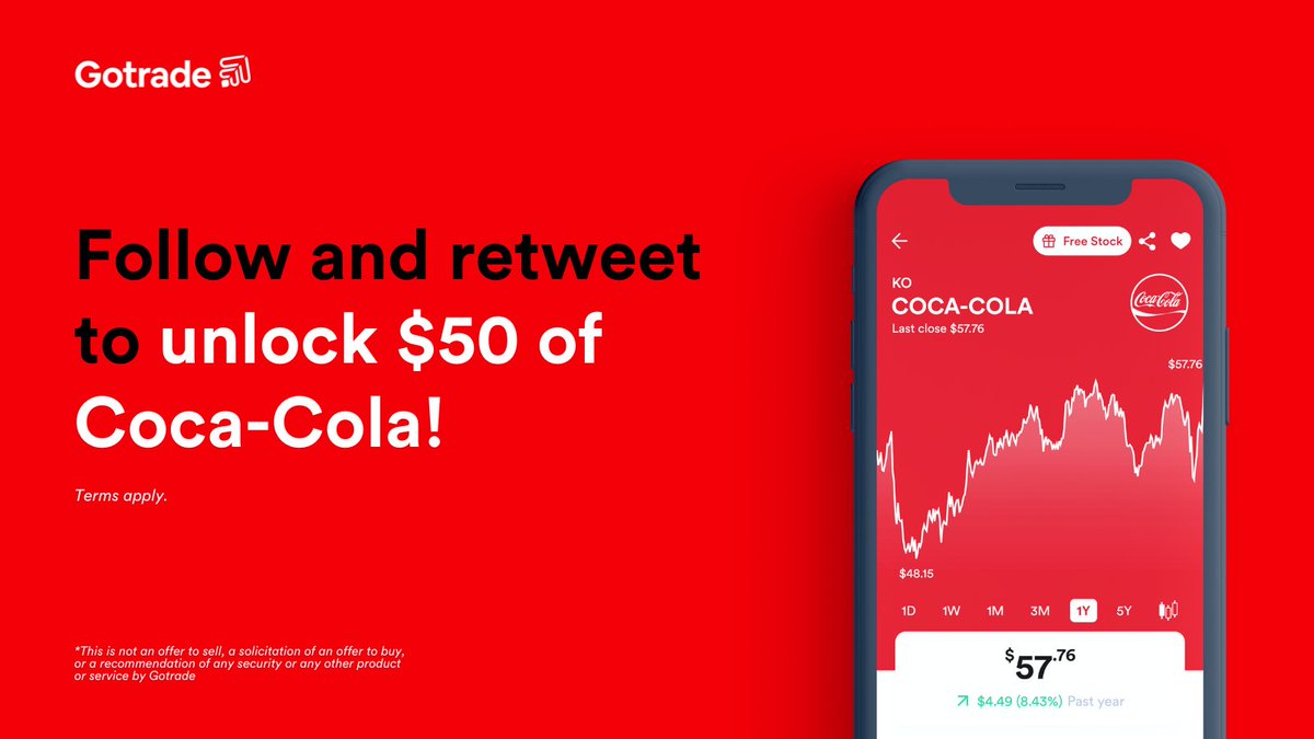 realheygotrade's tweet photo. Unlock $50 of Coca-Cola:
1. Follow @realheygotrade on Twitter and @heygotrade on IG
2. Retweet this post.
3. Tag @realheygotrade, @cocacola, and a friend you'd love to share a Coke with.
4. Include the invite token '500513' and the Coca-Cola stock screen.

T&amp;C via link in bio https://t.co/ih7UPFIqBR