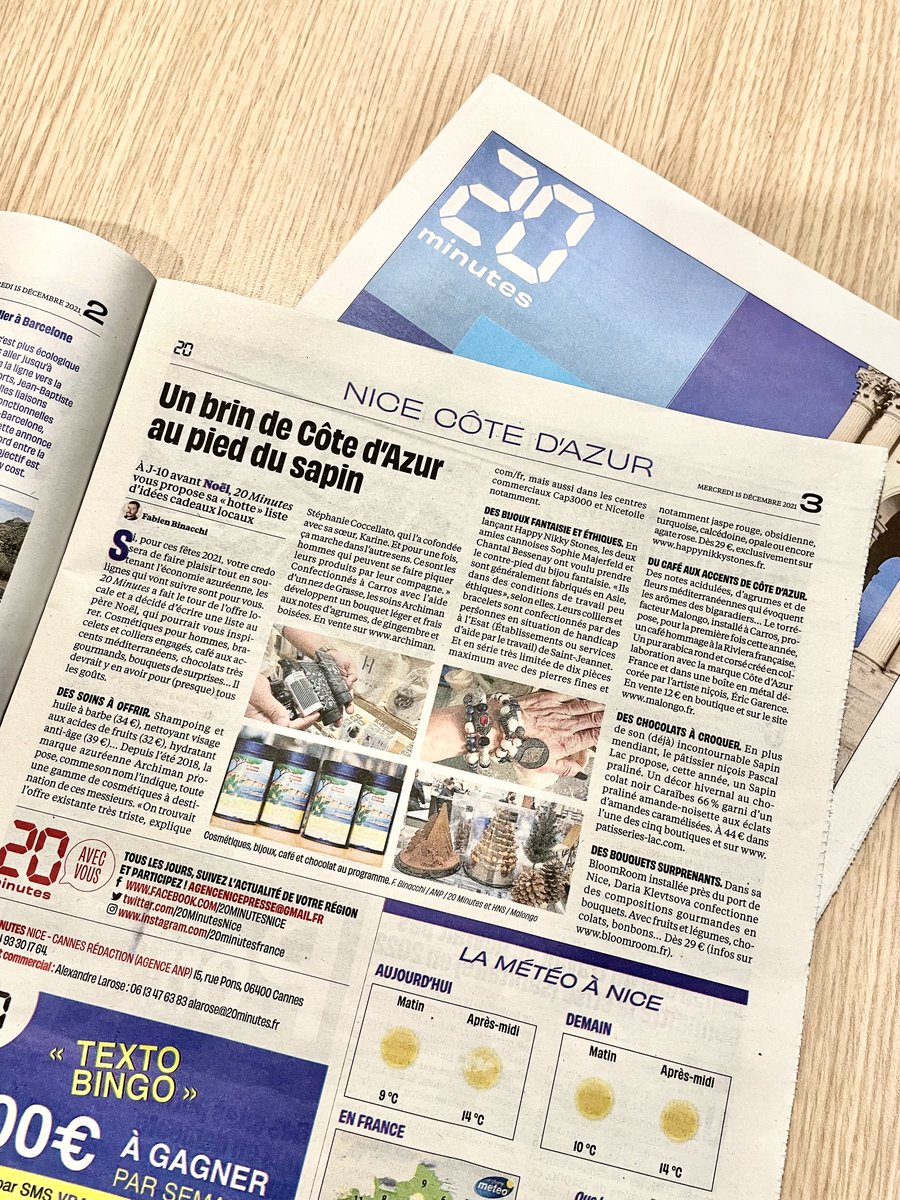MickaelMugnaini's tweet photo. #LaPresseEnParle - Les cosmétiques pour homme #Archiman et les créations chocolatées de #PascalLAC à l'honneur ce matin dans la sélection de cadeaux de Noël 100% Côte d'Azur du journal #20Minutes.
#ILoveMyJob #AttachédePresse #AgencedeCommunication #CotedAzurFrance https://t.co/gefFhz8qKa