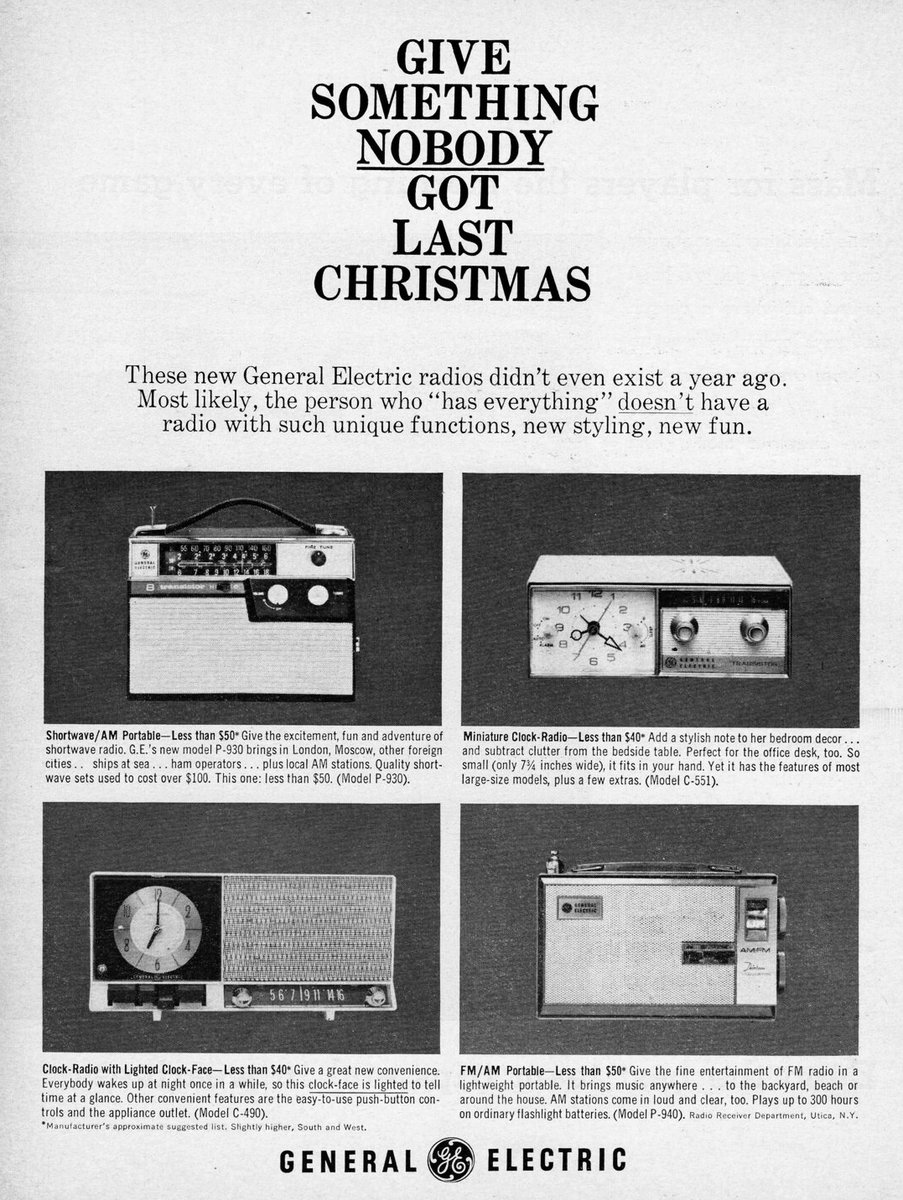 todderbert's tweet photo. "New Styling, New Fun", R.O.T.D.
The Skinny: I have always said Radios are Fun, and so did GE back in the Day :)
Run with Fun at eBay: https://t.co/zoSku3eFPW
#christmas #vintage #ge #portable #radio #ad #radiooftheday #todderbert #rotd #newstyling #newfun https://t.co/2n1TxZnMZS