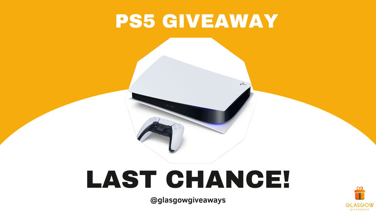 glasgowgiveaway's tweet photo. LAST CHANCE TO ENTER OUR PS5 GIVEAWAY!

There’s only a few hours left to get your tickets.

Make sure you tune in for the live prize draw tonight on Facebook at 6:30pm 
https://t.co/6SglQOMOc0 

#playstation5 #ps5giveaway #glasgow #raffle #giveaway https://t.co/MTrElw6ZC8