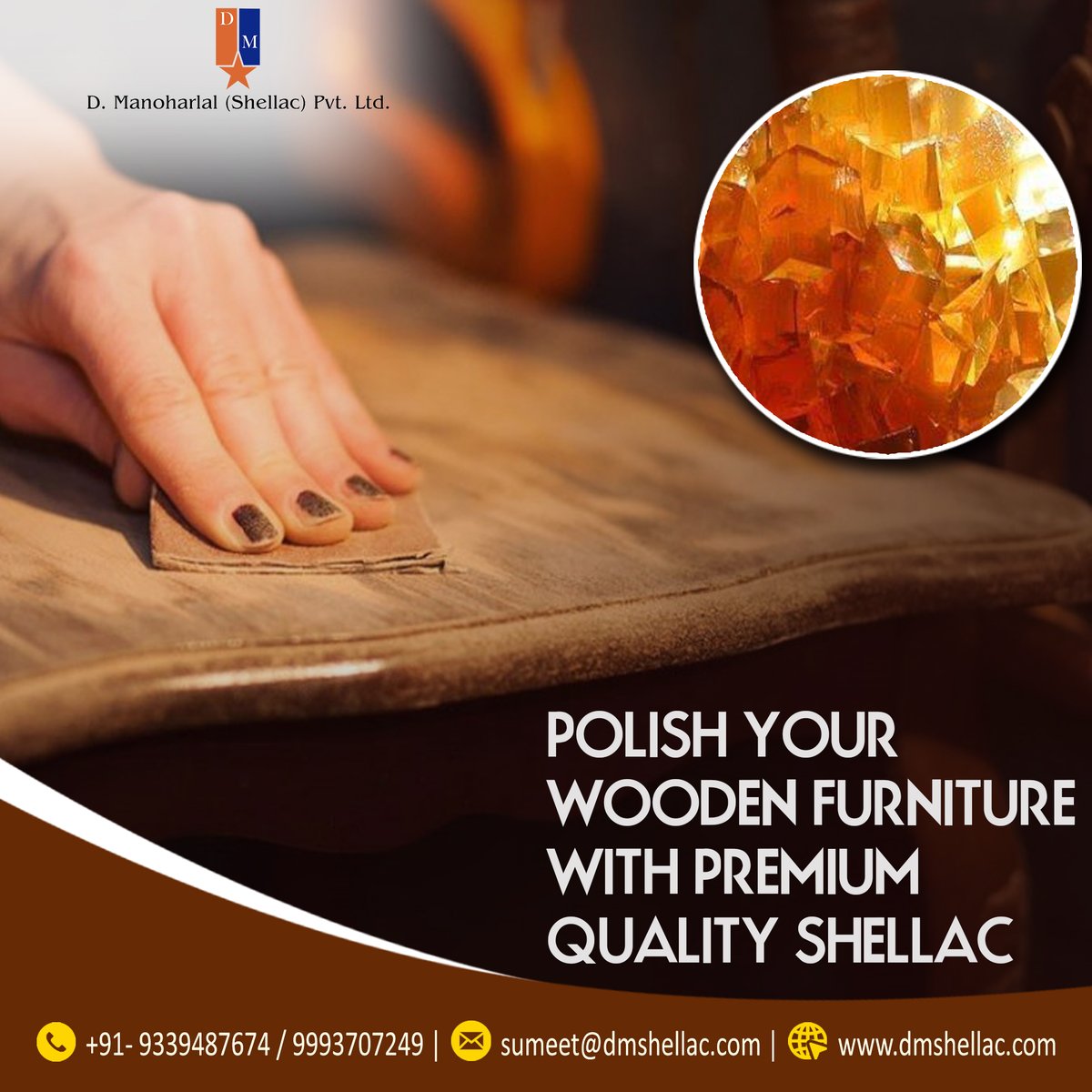 DM_SHELLAC's tweet photo. Buy top quality shellac only from D. Manoharlal (Shellac). You will be surprised to know that we manufacture a wide variety of Shellac products for household &amp; industrial use.

Read here to know more...
https://t.co/5jKCGVGRre

#DMShellac #lacdye #shellacwax 
#Shellac https://t.co/BuVuJeLILM