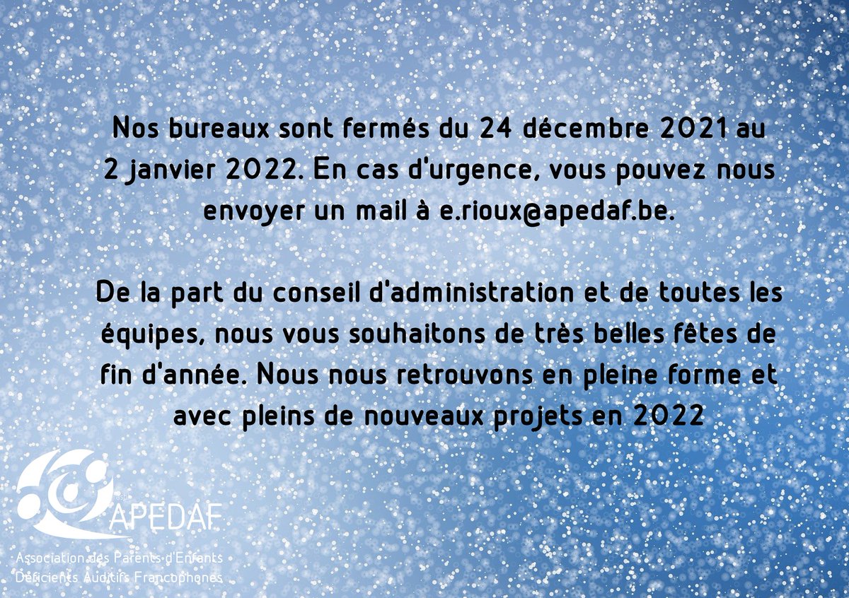 A l'année prochaine !