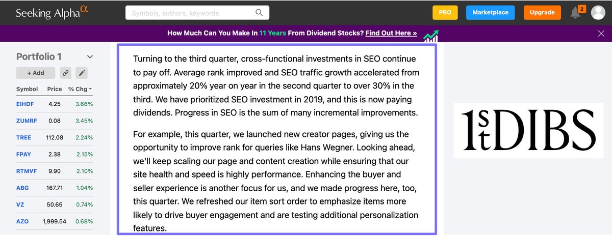 One of my favourite things to read is public companies talking about how their SEO efforts are going in earnings calls. SeekingAlpha makes it really easy. Thinking out loud but could be a good way to get more client buy-in also e.g. "competitor invested X"