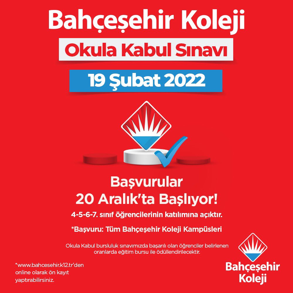 🎯Hayal ettiğin geleceğe doğru yerden başlamak #SeninTercihin

Bahçeşehir Koleji “Okula Kabul Sınavı”Başvuruları 20 Aralık’ta Başlıyor!

#bahçeşehirkoleji