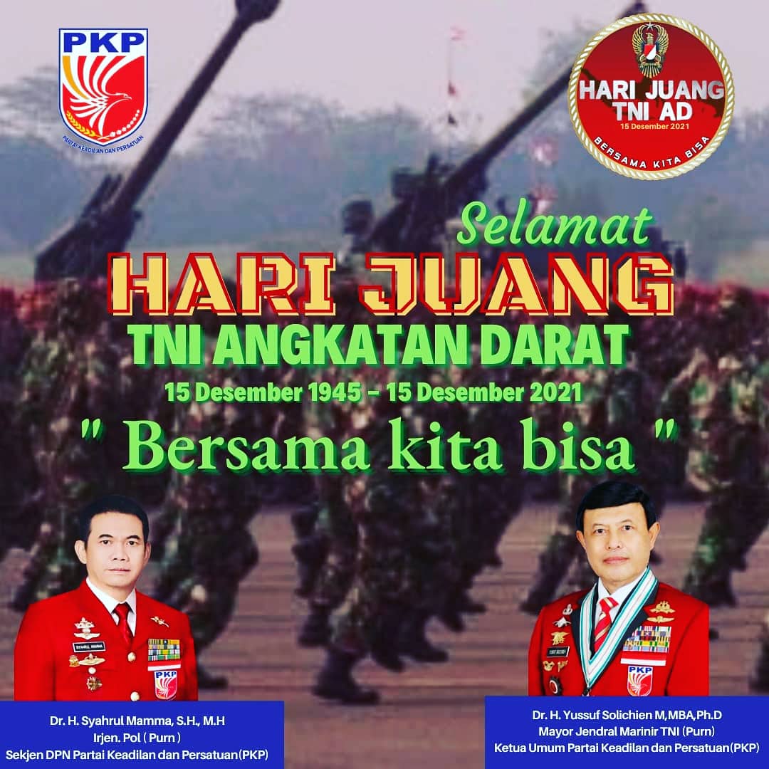 partai_PKP's tweet photo. Dirgahayu Hari Juang TNI Angkatan Darat ke-76.
"15 Desember 2021".
TNI ANGKATAN DARAT BERSAMA RAKYAT MEMBANGUN BANGSA.

#harijuangtniad2021 
#partaipkp 
#partai_pkp https://t.co/F0ziSmr5Jn