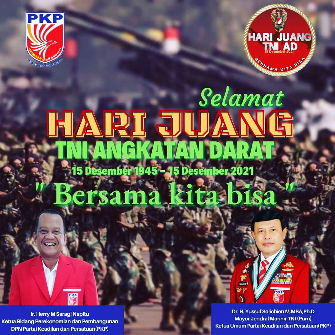 partai_PKP's tweet photo. Dirgahayu Hari Juang TNI Angkatan Darat ke-76.
"15 Desember 2021".
TNI ANGKATAN DARAT BERSAMA RAKYAT MEMBANGUN BANGSA.

#harijuangtniad2021 
#partaipkp 
#partai_pkp https://t.co/F0ziSmr5Jn