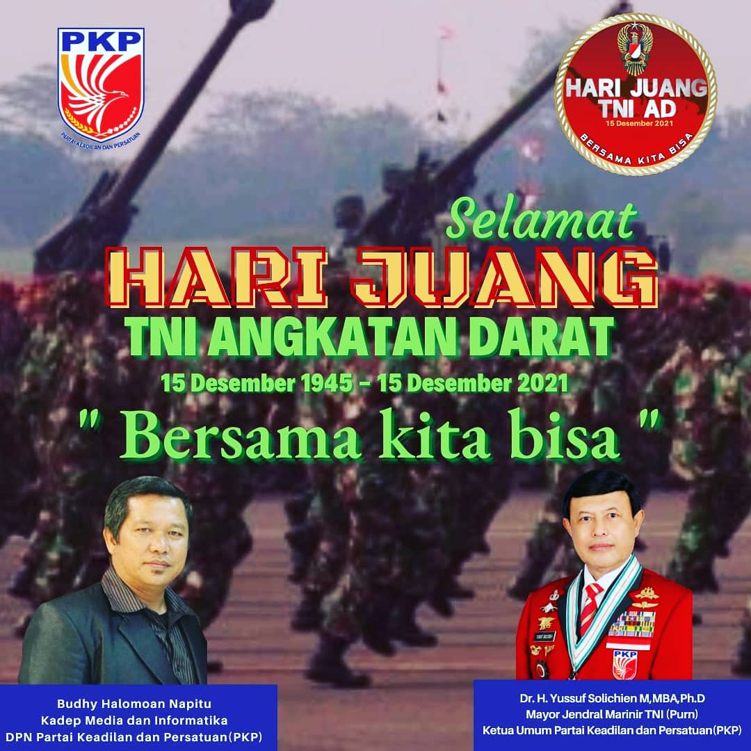 partai_PKP's tweet photo. Dirgahayu Hari Juang TNI Angkatan Darat ke-76.
"15 Desember 2021".
TNI ANGKATAN DARAT BERSAMA RAKYAT MEMBANGUN BANGSA.

#harijuangtniad2021 
#partaipkp 
#partai_pkp https://t.co/F0ziSmr5Jn