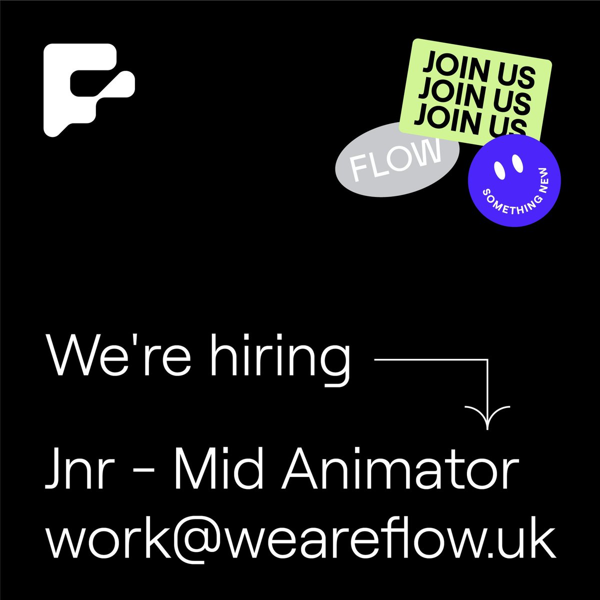 We_Are_Flow's tweet photo. We’re looking for an animator
 
You’ll have some experience, be a team player and be passionate about animation
 
You’ll get a lovely &amp; talented team to work with, training and progression ops, flexible working options, a supportive and creative environment
 
👉🏻 work@weareflow.uk https://t.co/1HHWxP1fNT