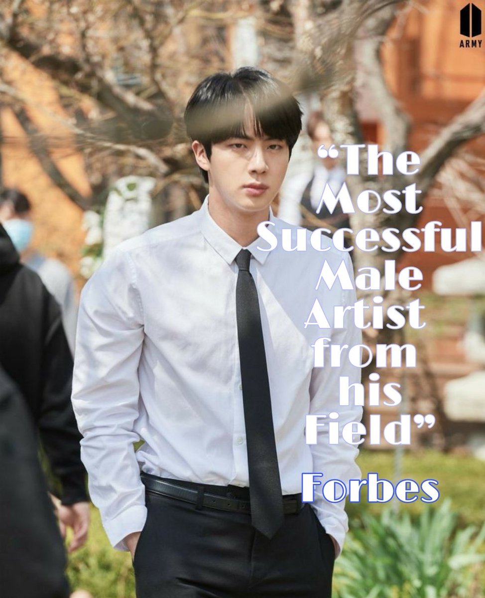 jinbdofficial's tweet photo. Forbes announced @BTS_twt  Seokjin as the most successful male artist from his field. They also added "With just a pair of hits to his credit, Jin now stands out as the solo male K-pop act with the most smashes". 
Congratulations Kim Seokjin. 

Source : https://t.co/8tIjstKHLv https://t.co/gBLhyuawhI