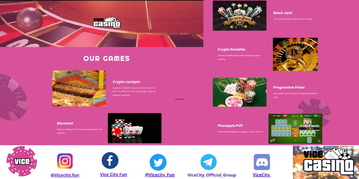 Hi lovely Vice community!👋🌟♥️
👉Coming to Vice world, you can increase your holdings by engaging into the casino games available on our platform:
1️⃣ Crypto Jackpot
2️⃣ Baccarat
3️⃣ Blackjack
4️⃣ Crypto Roulette
5️⃣ Progressive Poker
6️⃣ Pineapple PVP
👉vicecity.fun
#Vice