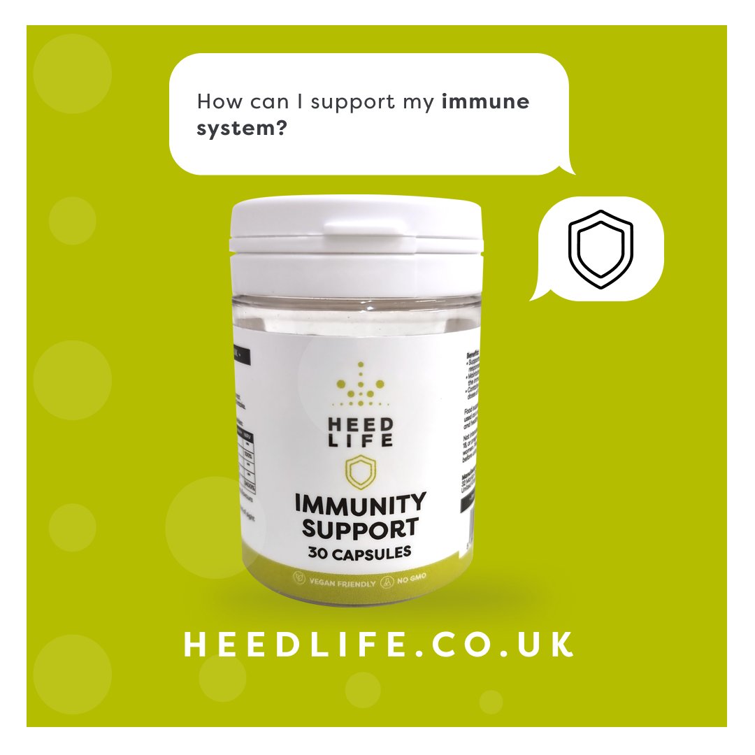 HeedLife's tweet image. Don't let those winter bugs get the better of you 🤧 Try our Immunity Support capsules! 

They contain doses of Vitamins C and D, and help to support your body’s immune responses 🛡️

Get yours for just £15 - bit.ly/3m5GSBD 💚

#ImmunitySupport #ImmuneSystemBoost