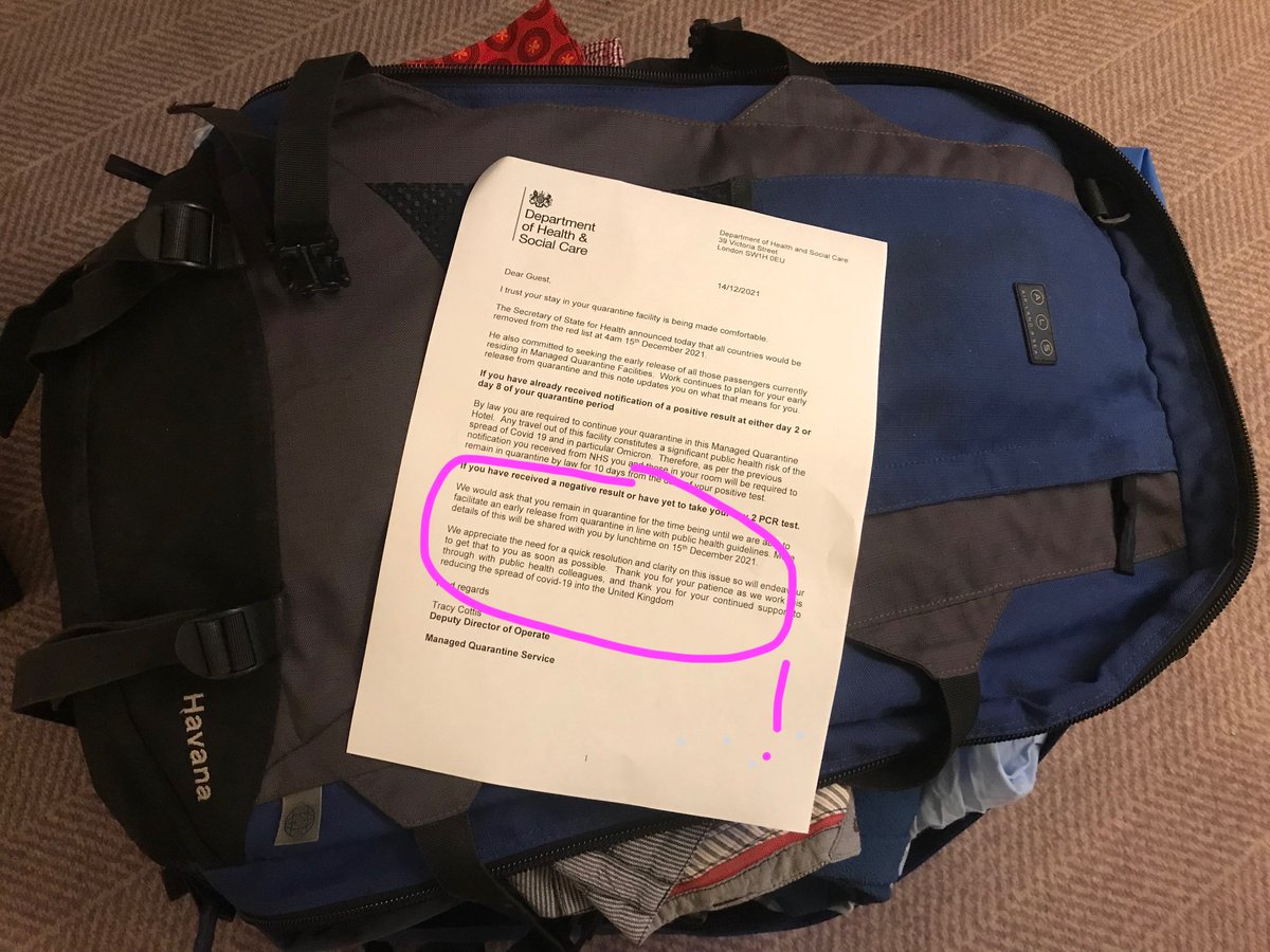 PageEsme's tweet photo. @SimonCalder All packed but unable to leave! This is surely illegal when passengers are arriving and walking straight out of LHR this morning. No accountability. No care. #hotelquarantine Meanwhile covid rates rise in the capital - just let them get home! https://t.co/PsYE0656I8