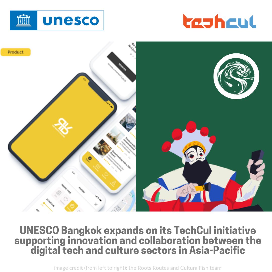 unescobangkok's tweet photo. 📲 A digital app enabling tourists to become explorers of local communities?
🎭 An effort to bring a traditional performance into contemporary life by use of tech?

🤝 Meet The Roots Routes &amp; Cultura Fish, two of our #TechCul Initiative winners: https://t.co/n6g6mKHNGq https://t.co/AGkj8slhwf