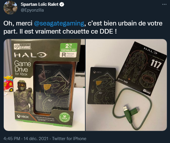 Scalap77's tweet photo. YO
Après le concours #GameDriveForXbox w/ @seagategaming pour les 30 ans de Bungie.
Après le 🎁 à @Epyonzilla d'une version 2TB

Je vais orga un opening en live du nouveau 2TB collector #HaloInfinite à l'occasion de mon let's play de la campagne du jeu.
🗓️👀 https://t.co/gsZq1LHDDG