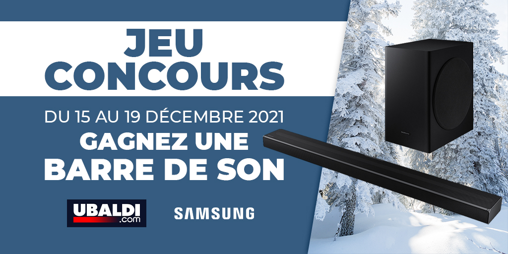 ubaldi's tweet photo. #LeNoelUbaldi 🎄

Gagnez une barre de son #Samsung avec UBALDI ! 🎁

Pour participer : 
👉 Follow @ubaldi &amp; @samsungFR!
👉 RT ce tweet !
👉 Dites-nous quelle est la 1ère chanson que vous écouterez en utilisant : #LeNoelUbaldi 🔊

❄️ TAS le 20/12

Réf : HWQ60T

#Concours #Cadeau https://t.co/srghuVxuMK