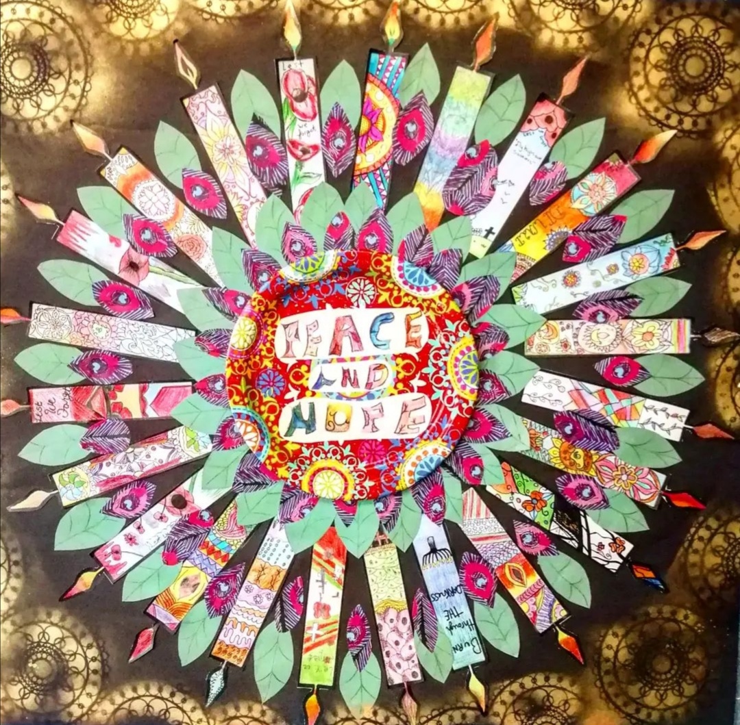 Llanwern_art's tweet photo. Stunning group work by 8NCR @Llanwern_High celebrating light in multicultural faiths https://t.co/E06olsHJaM
