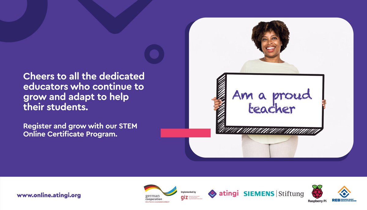 Cheers to all the dedicated educators who continue to grow and adapt to help their students. Register and grow with our #STEM Online Certificate Program.

online.atingi.org/course/view.ph…

#atingiRwanda #LearnConnectAct