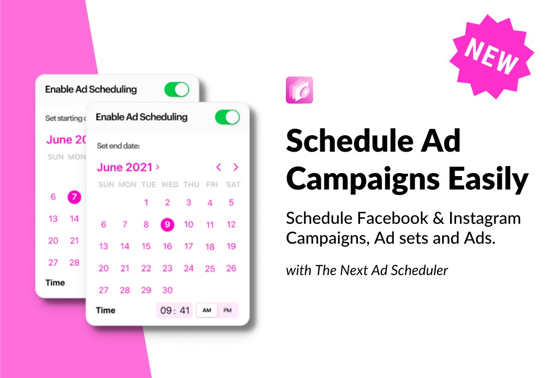 Launch Alert 🔥 Introducing you to another Suite App: The Next Ad Campaign Scheduler. Schedule Campaigns, Ad sets, and Ads to be launched in the future thenextad.io/ad-scheduler/

#thenextadsuite #ad scheduler #facebookcampaignscheduler #instagramcampaignscheduler