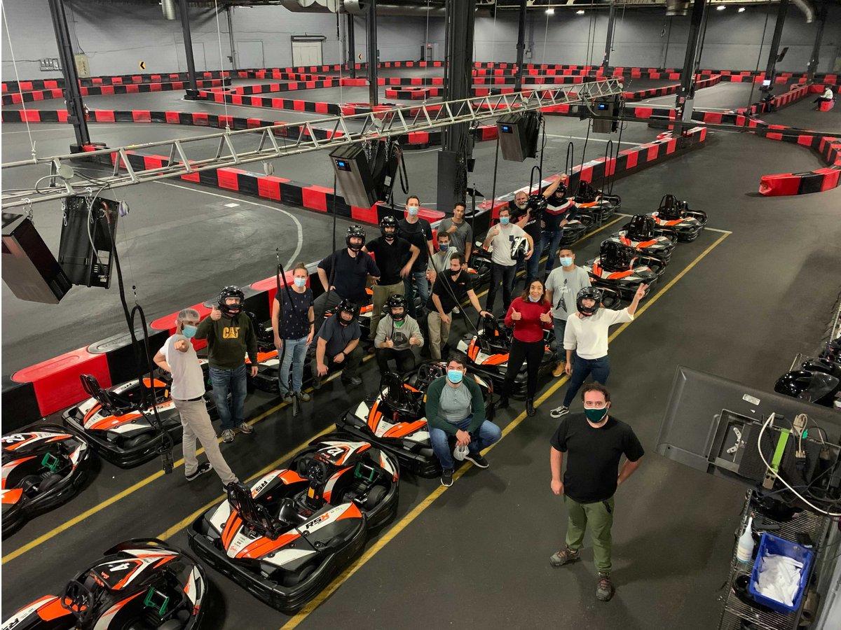 Joanne_pugh's tweet photo. Last month, 22 employees from our Montreal office took to the tracks and spent their self care day racing!! This looked like SO much fun and a great way to use our monthly self care day. #LogmeinLife #Montreal #Canada https://t.co/UwIMitM97S