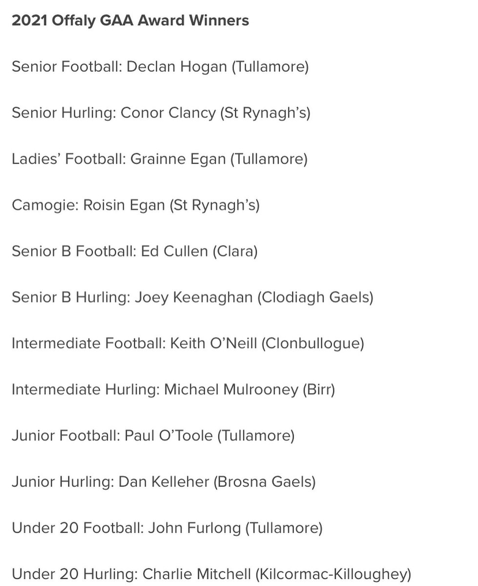 BirrCLG's tweet image. Huge congratulations to the 2021 Offaly GAA award winners but particularly our own @micmuls on being crowned Intermediate Hurler of the Year.

Mick was our captain fantastic and always led by example on an extraordinary run to county final success. Well done Micko💪💚❤️
