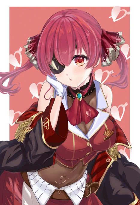 🏴‍☠️
#マリンのお宝 

(リプに眼帯なし差分) 