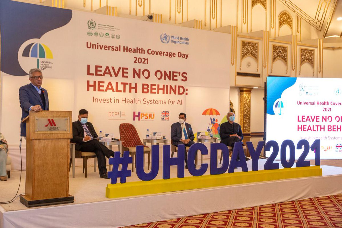 nhsrcofficial's tweet photo. SAPM Dr. Faisal Sultan @fslsltn addressed the audience at the Commemoration of Universal Health Coverage Day organized by @WHO and @nhsrcofficial. Dr. Zafar Mirza (UHC Advisor WHO), Dr. Palitha Mahipala (Head WHO Mission), and Dr. Rana Safdar (DG Health) also spoke at the event. https://t.co/z0V7CAnEQE
