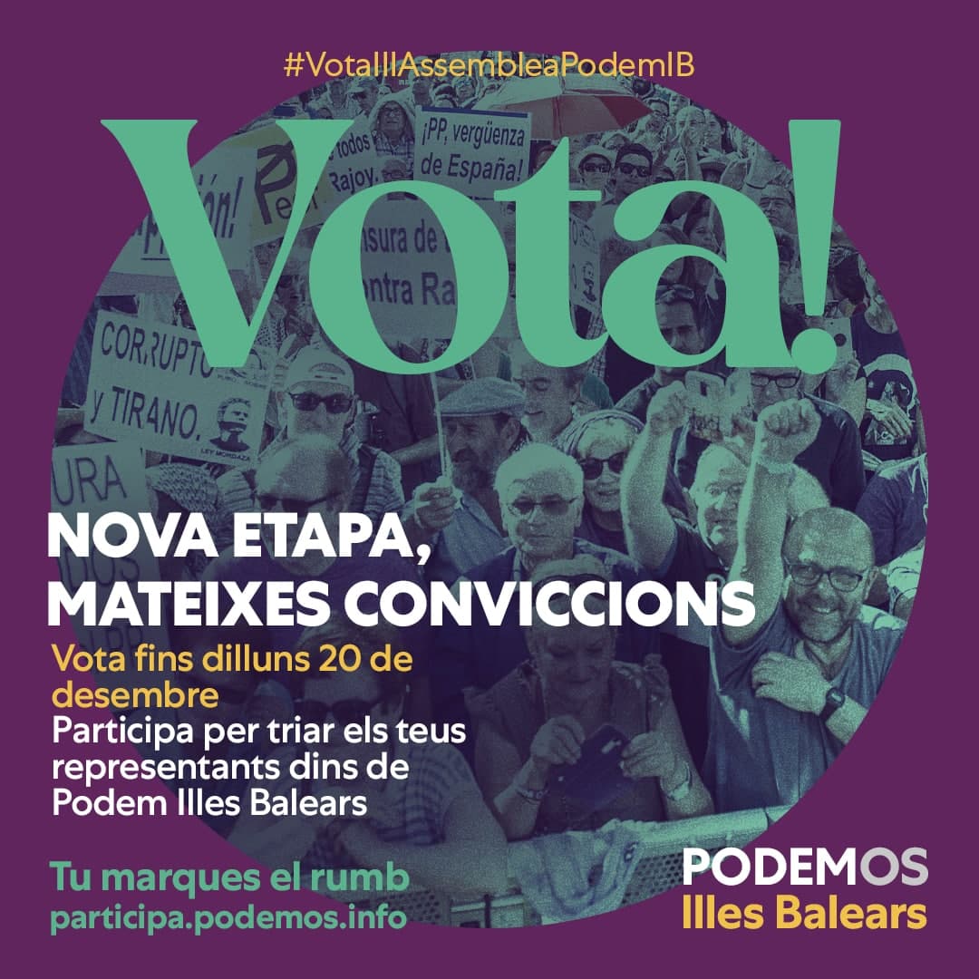 PodeManacor's tweet photo. #VotaIIIAssembleaPodemIB Ja podeu participar per triar la coordinació, la direcció i la comissió de garanties democràtiques de les Illes Balears! No esperis més i participa! 👇
https://t.co/ibuOOy1AUn https://t.co/HEifijdPOo