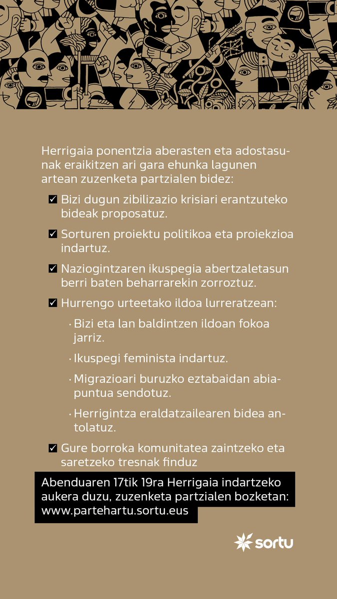 sortuEH's tweet photo. Herrigaia aberasten jarraitzen dugu.

Asteburu honetan bozkatuko ditugu zuzenketa partzialak👇🏽 https://t.co/oMMBKtTeOw
