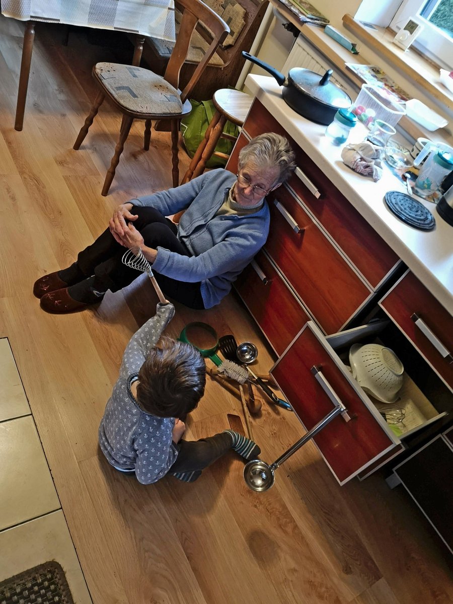 My grandmother (90) sitting down with my son (3)