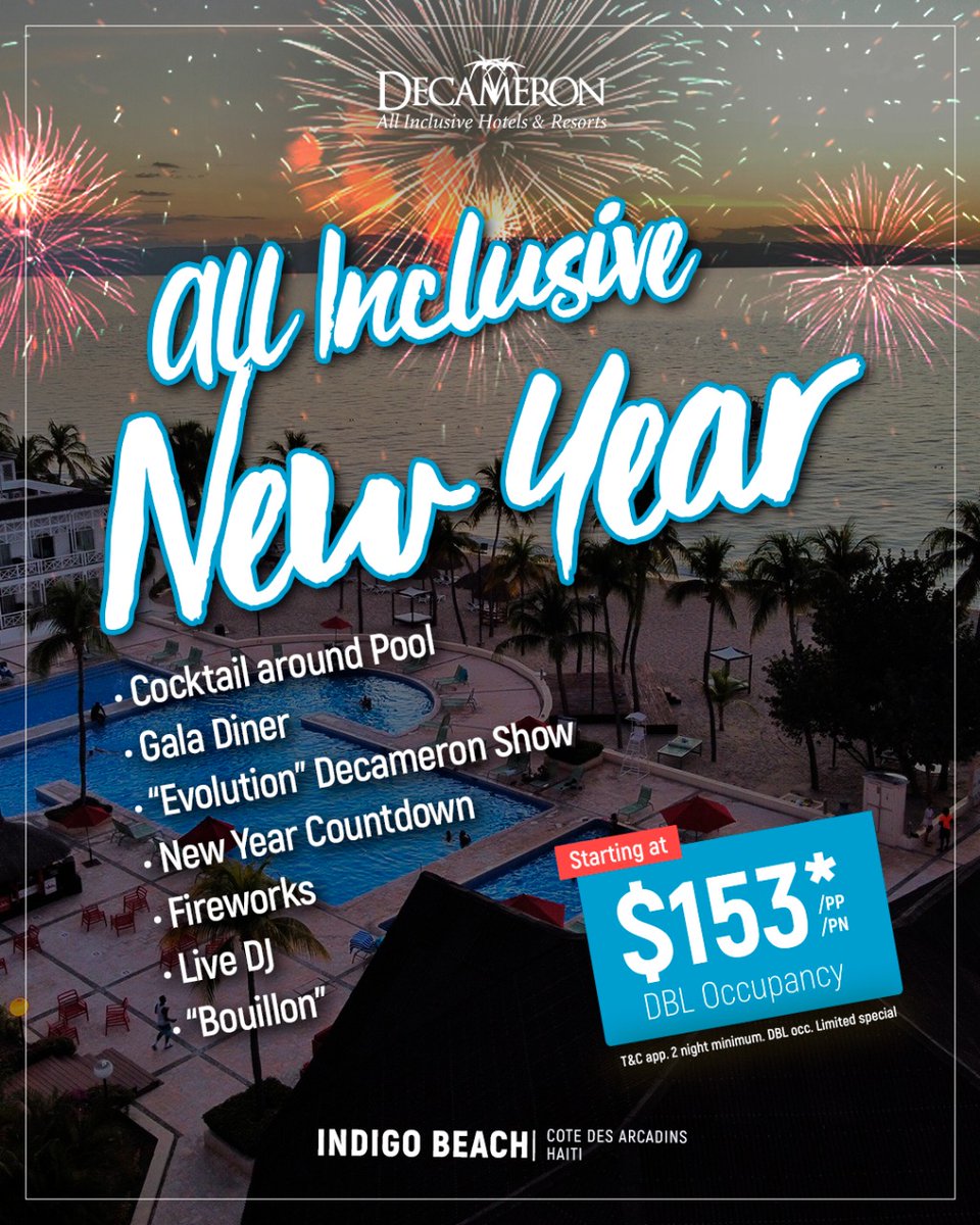 decameronhaiti's tweet photo. 🌺 #NYE #DecameronHealthInclusive 🌺#Haiti https://t.co/b2tY1aDOLq