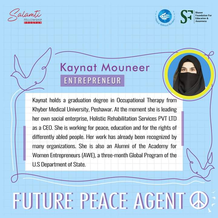 Holisticpk's tweet image. Congratulations 🎉 to Our CEO Kaynat Mouneer on selection in Biggest Fellowship Program of Pakistan by Peace Without Borders- Pakistan
#salamtifellowshipprogram #claps #peacewithoutborders #peacebuilding #diversity
#futurepeaceagents #CohortVI #salamtifellowshipcohortVI