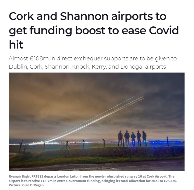 Thanks to the Picture Desk team <a href="/irishexaminer/">Irish Examiner</a> for featuring this image I took on Monday of a group of friends watching @ryanair flight FR7681 as it departs for London from the newly refurbished Runway 16 <a href="/CorkAirport/">Cork Airport</a> 🛫

Great news for Irish airports too! irishexaminer.com/news/munster/a…