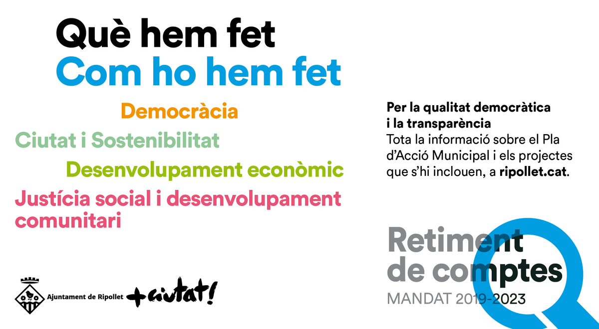 AjRipollet's tweet photo. 🔎 A Ripollet Sumem Verd i així es reflecteix en el #retimentdecomptes fet pel govern municipal, quant a les polítiques públiques en l'àmbit de Ciutat i Sostenibilitat. 

Més informació a: https://t.co/AbSF8vYTza https://t.co/XUMqXC2h7X
