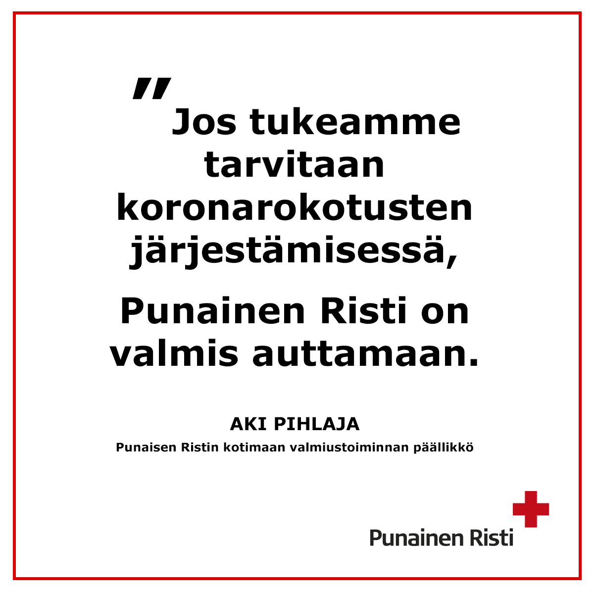 PunainenRisti's tweet photo. SPR on auttanut viranomaisia ja rokotettavia, ja olemme valmiit lisäämään tukea tarvittaessa. 

Rokotuspaikoilla vapaaehtoisemme mm. ohjaavat saapuvia ihmisiä ja osallistuvat jälkitarkkailuun vapauttaen terveydenhuollon ammattilaisten aikaa itse rokottamiseen.

#koronaFI https://t.co/PCZmAXZGTc