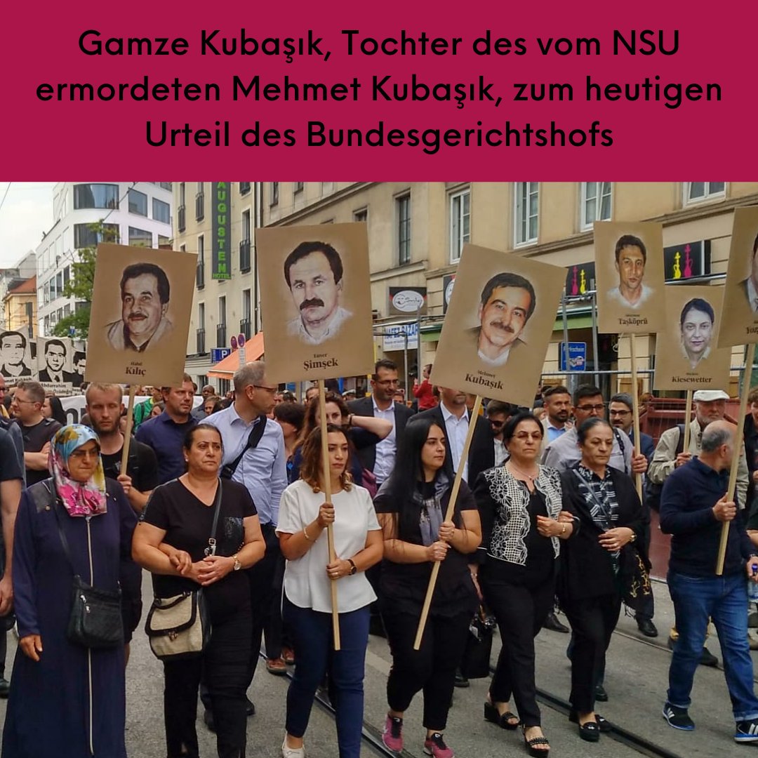 nsuwatch's tweet photo. „Wie deutsche Richter dieses Urteil nun bestätigen können, ohne rot zu werden, kann ich nicht fassen. Dass Eminger von den Mordplänen des #NSU nichts gewusst haben soll, kann ihm doch niemand glauben!" Gamze Kubaşık zum heutigen Urteil des BGH. #KeinSchlussstrich !B https://t.co/2EsFbuxCru