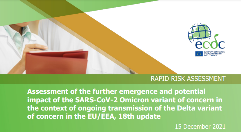 ECDC_EU's tweet photo. #JustPublished!
Assessment of the further emergence of the #SARSCoV2 Omicron variant of concern in the context of the ongoing #Delta transmission in the EU/EEA.

18th update of the #COVID19 Rapid Risk Assessment can be found here: https://t.co/MoSdRN4SQH https://t.co/Tcdta3QRMv