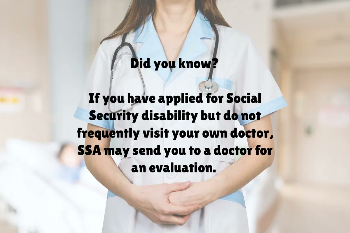 WildonerLaw's tweet photo. Did you know?

If you have applied for Social Security disability but do not frequently visit your own doctor, SSA may send you to a doctor for an evaluation. 

#WednesdayWisdom https://t.co/pauFuN8f9K
