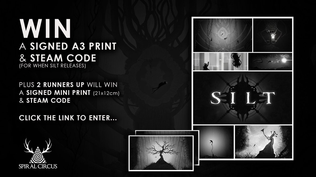 It's GIVEAWAY time! 😀

Fancy getting your hands on some signed, limited-run #SiltGame artwork AND a Steam code for when the game releases in 2022? 

There's three prizes to win. Competition closes Jan 4th 12:00PM. Good luck!

Enter here: bit.ly/3ESFBVT