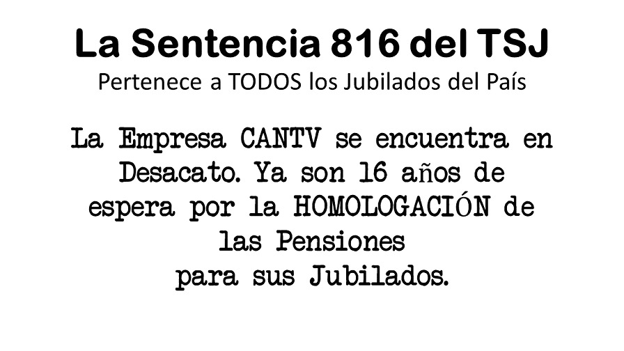 JudithD16836389's tweet photo. #15Dic Sr. #JesusAldana La Homologación de Sueldos y Salarios (Sentencia 816) este 25 de Julio 2021 cumplió 16 años de su aprobación y aún estamos en espera de su Ejecución
Art. 91 de la CRBV
#PensionCantv
#SaludCantv
#AveriasCantv
.@notidiahora
.@ElPitazoTV
.@eldiario
.@_Provea https://t.co/VPxflAREBG