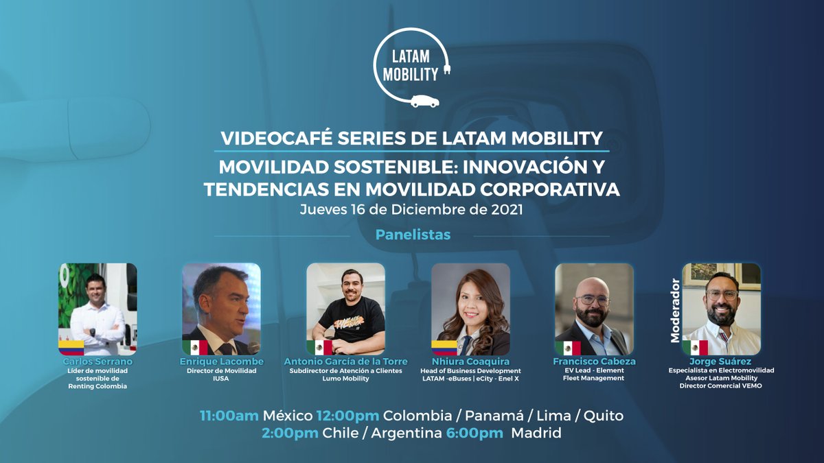 LataMobility's tweet photo. ⚡️ ¡Mañana, #16Dic! ⚡️
➡ Los invitamos al último ☕️Videocafé de 2021, con actores claves discutiendo innovaciones de servicio y financiamiento frente a la electrificación del transporte. ¡No se lo pueden perder!
🚨 Enlace directo ➡️ https://t.co/DQ46AZVCY9 🚨
#latamobility https://t.co/iuUOjaaObw