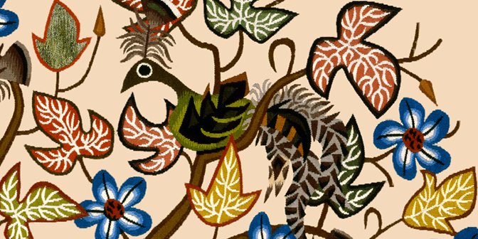 Cite_Soreze's tweet photo. Cet oiseau de la #tapisserie de "L'arbre d'émail", actuellement visible au #musee #domrobert à la #citedesoreze, fait partie des nombreux oiseaux aux traits fins et colorés représentés par l'artiste ! https://t.co/6gGuXs0tQk