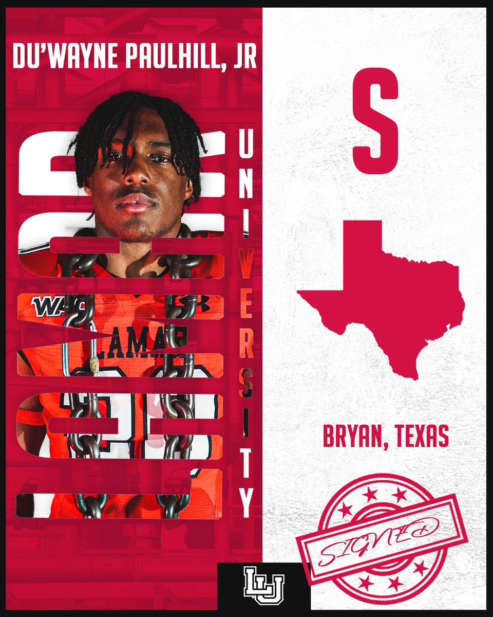 LamarFootball's tweet photo. Cardinals welcome Du'Wayne Paulhill Jr (6'1, 197, S) from Bryan, Tx to the family. #WeAreLU #22RedBirdLane #RedBirdRising https://t.co/pa0V2oDL9L