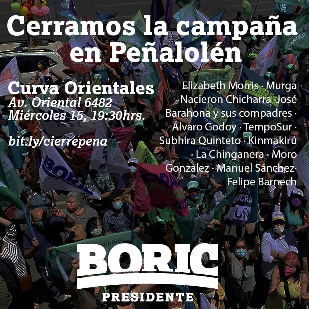 CSPenalolen's tweet photo. Cierre de Campaña Peñalolén #VotaBoric #Vota1 #BoricPresidente #GabrielNosUne #everyboric https://t.co/aij8nCorcP