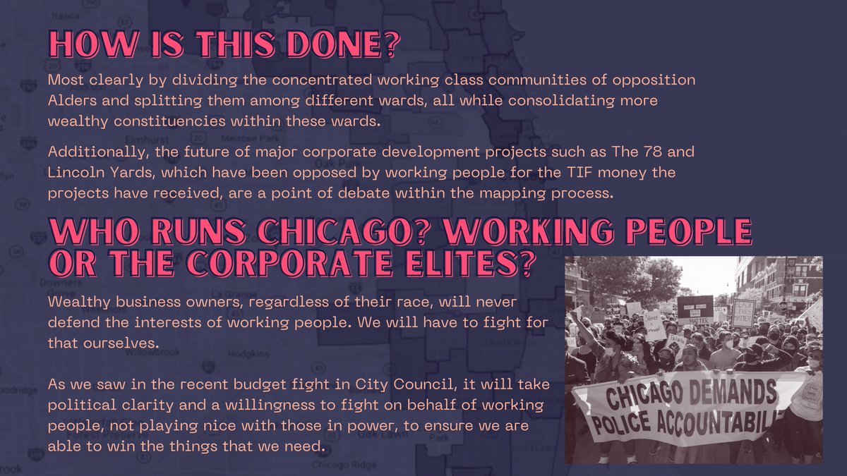 TaxTheRichChi's tweet photo. If the redistricting maps make it onto the ballot in 2022, working people must consider them in light of the question: Who runs Chicago? Working people or the corporate elites? Wealthy business owners, regardless of their race, will never defend the interests of working people. https://t.co/dj5ucXRvoQ