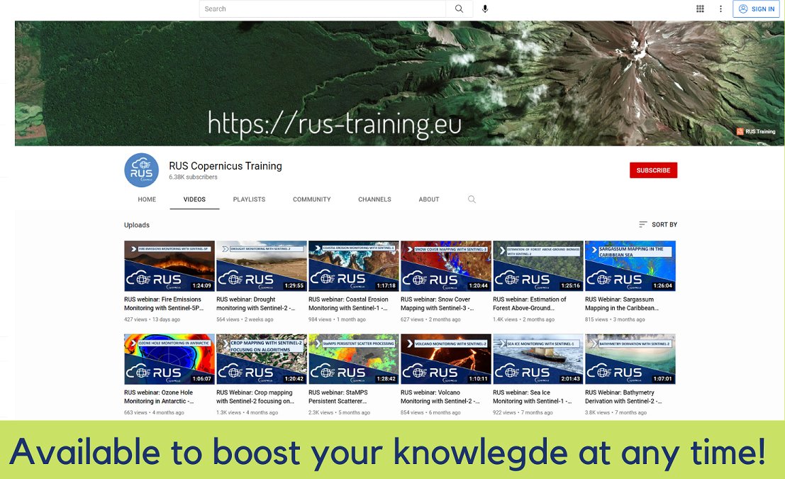 RUS_Copernicus's tweet photo. 📢 Every #RUSWebinar produced during the 4 years of operation will remain available on our YouTube channel. 

📌 Click right now, or later! It is up to you!  
🔗 Stay tuned: https://t.co/iU9cXKOjAV  

⚠️#RUSService completion on Friday December 31st. https://t.co/3BsStrv6ZS