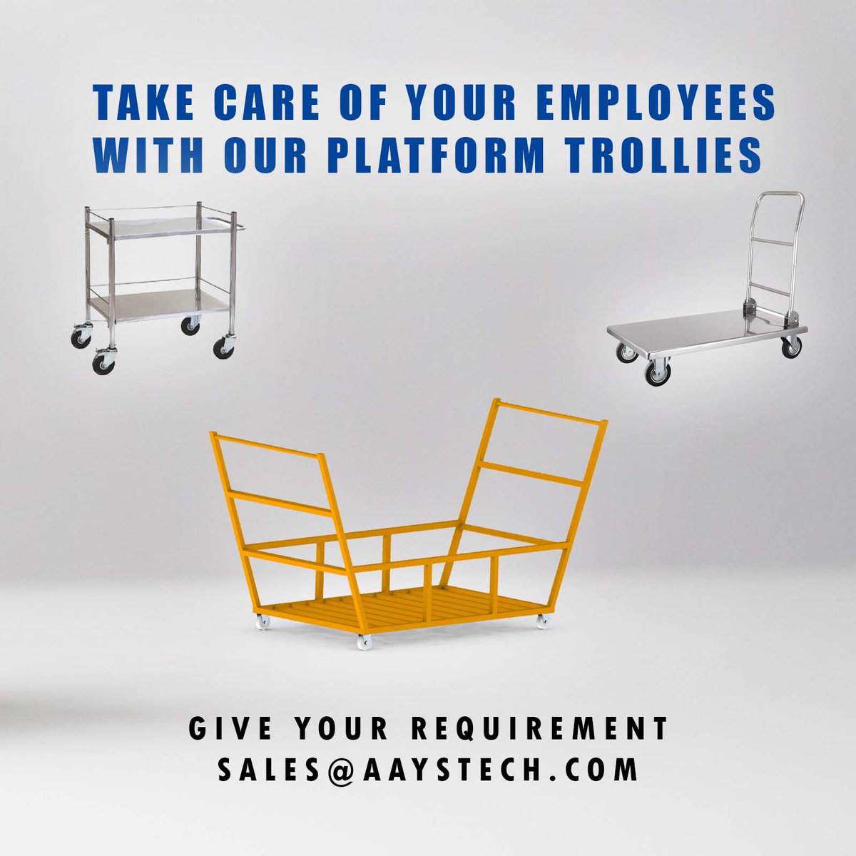 AaysTech's tweet photo. Take care of your employees,
They will take care of your business.
We are the leading manufacturer of platform trollies in Bangalore,
That suitable of many types of loads.
order via sales@aaystech.com
#careforemployees #platformtrolley https://t.co/tsQ0oHEwcP